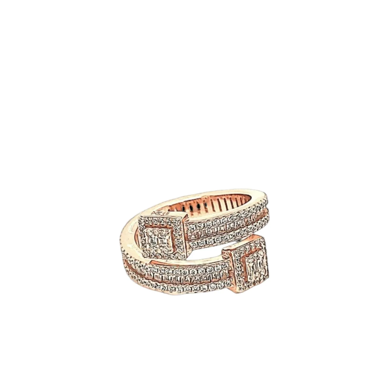 Modern Wrap-Around Sterling Silver Ring with Dazzling Cubic Zirconia - C103429