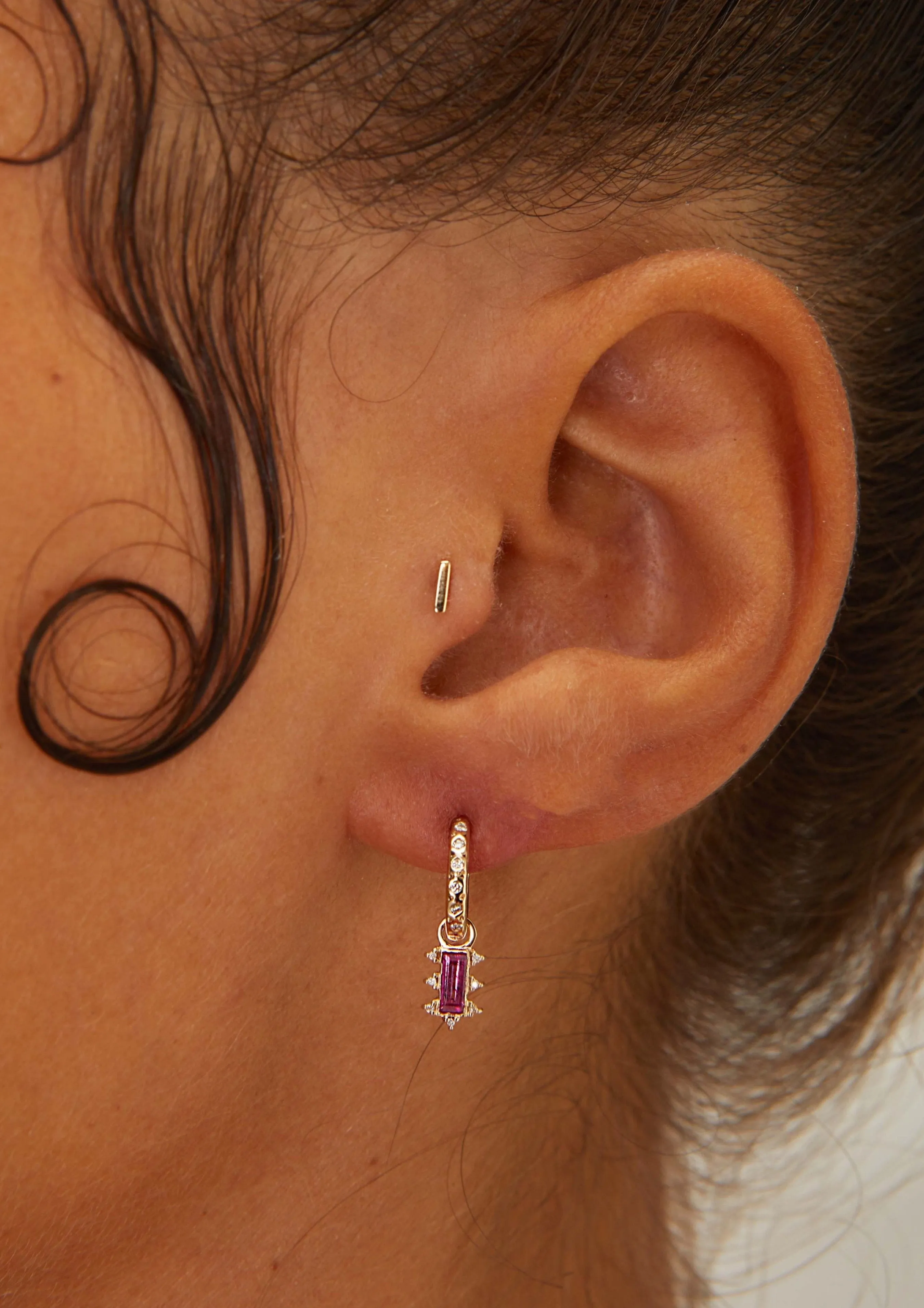 Mosaic Earring with Ruby