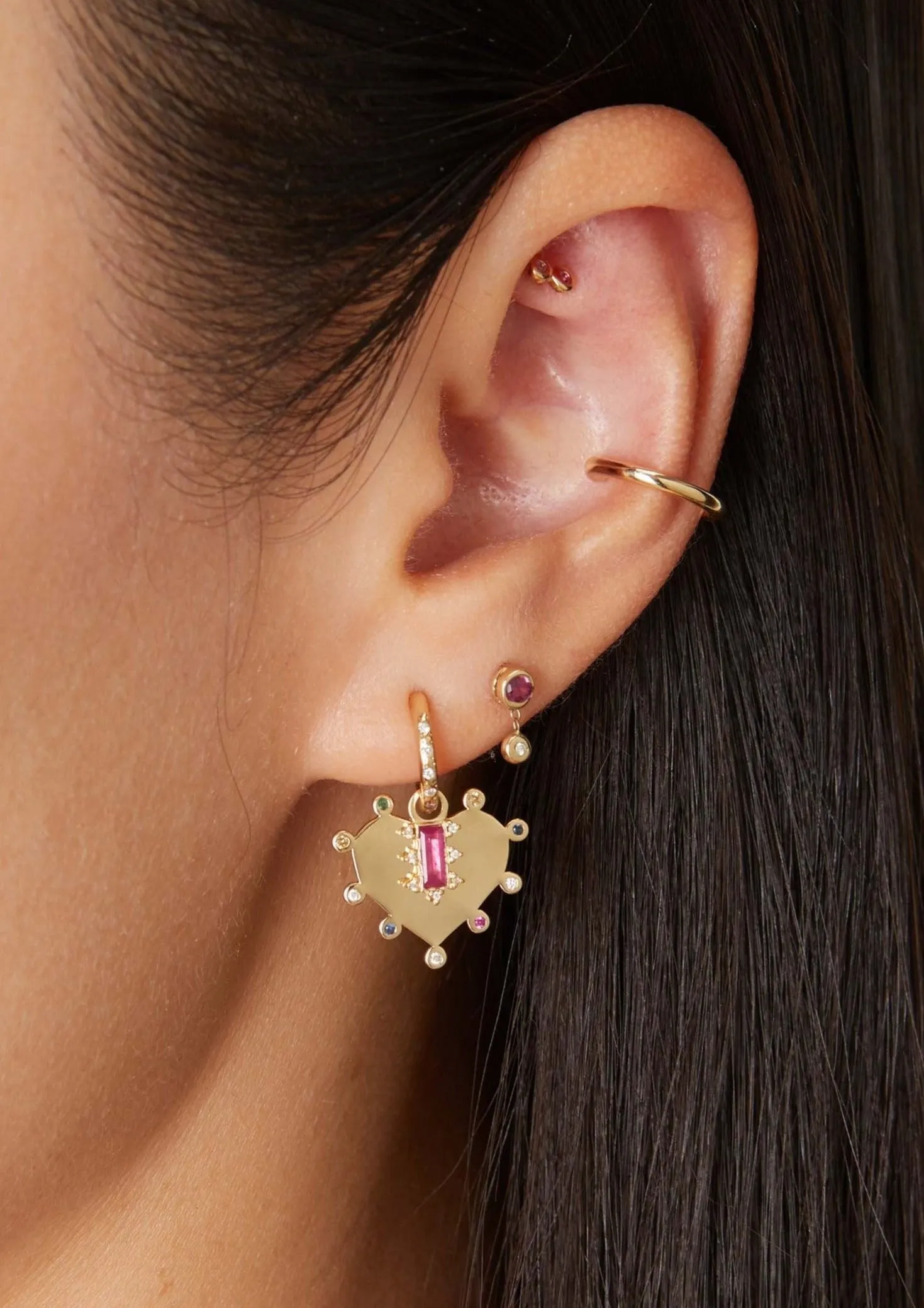 Mosaic Earring with Ruby