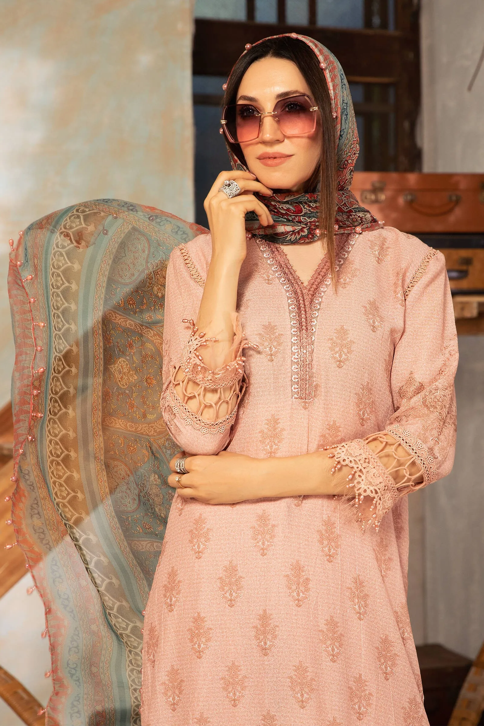 MPT 1212 A | Maria B MPrints Winter Collection 2021 | Unstitched Embroidered Karandi Suits