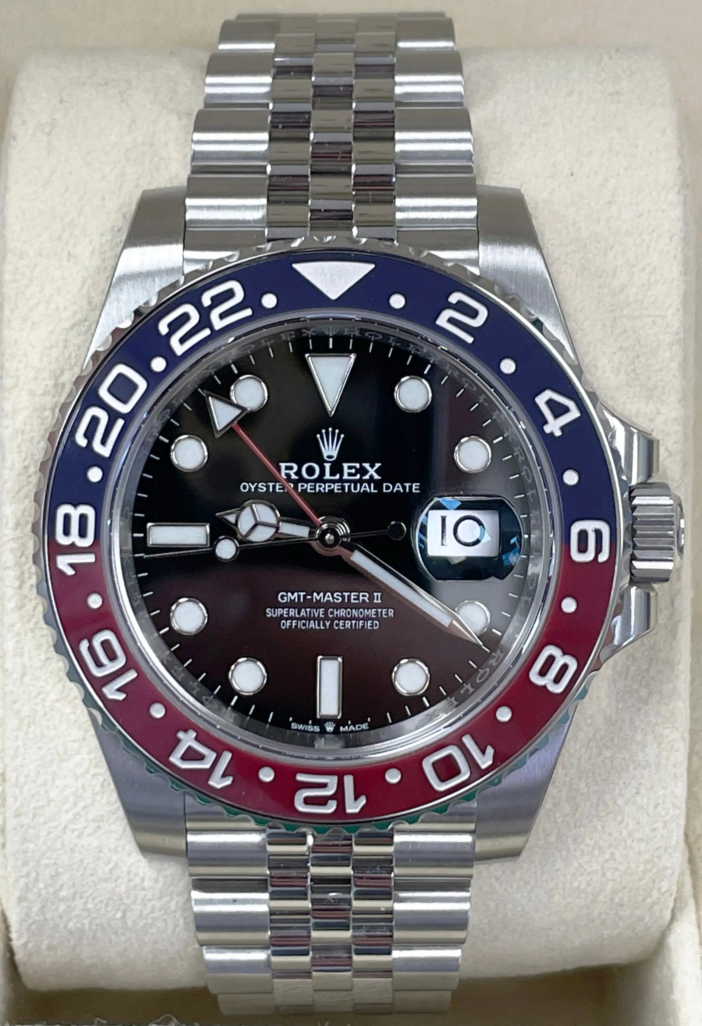 NEW STICKERED Rolex GMT-Master II Ceramic PEPSI JUBILEE BRACELET 126710 BLRO B P