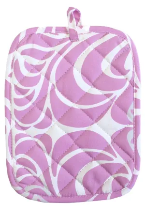 nouveau orchid pink printed cloth 9" x 12" casserole potholders