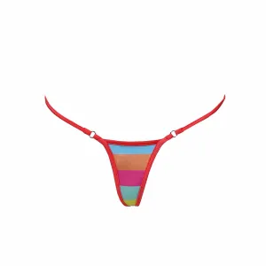 NYMPH MICRO BIKINI BOTTOM - Candy Stripe / Spicy Blush