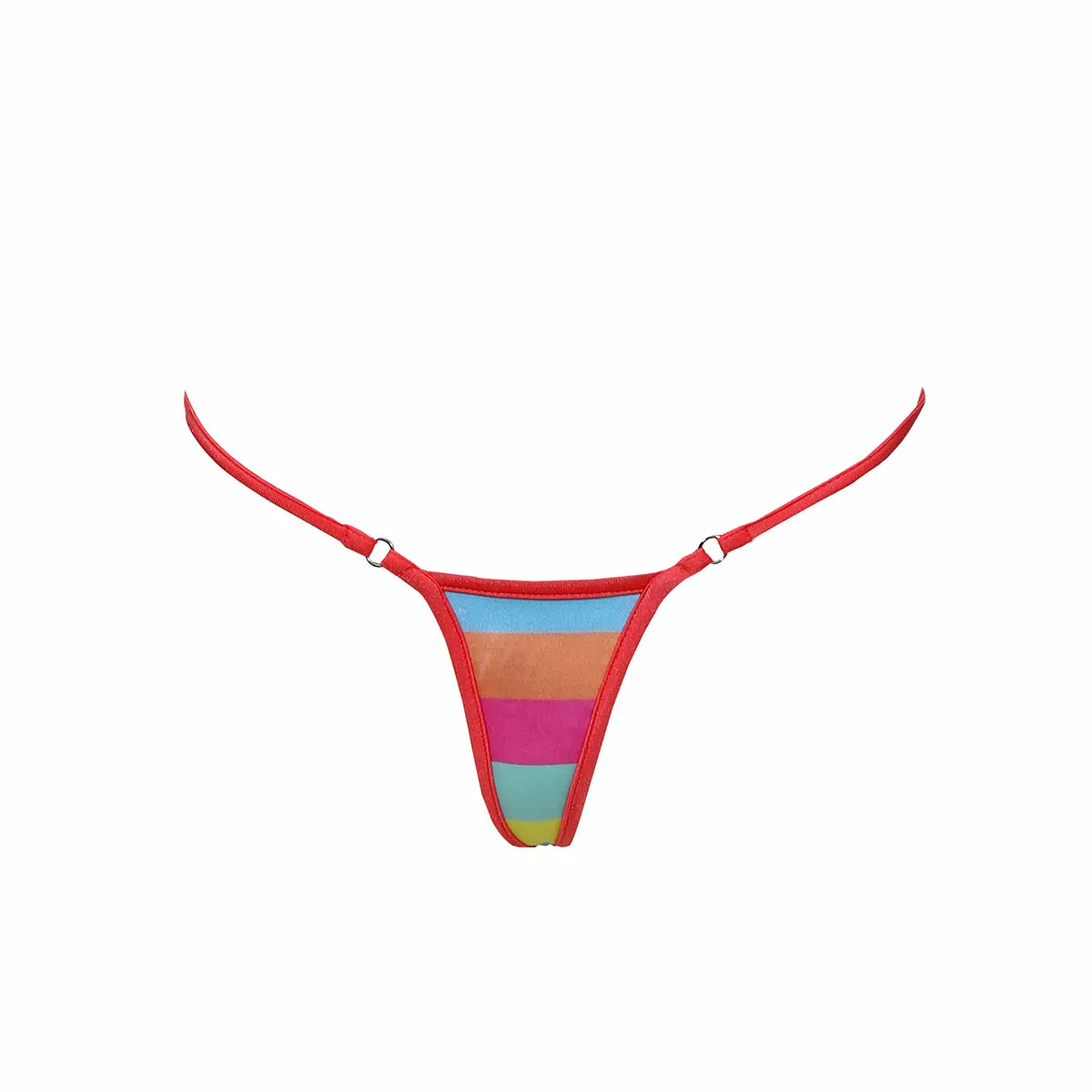NYMPH MICRO BIKINI BOTTOM - Candy Stripe / Spicy Blush