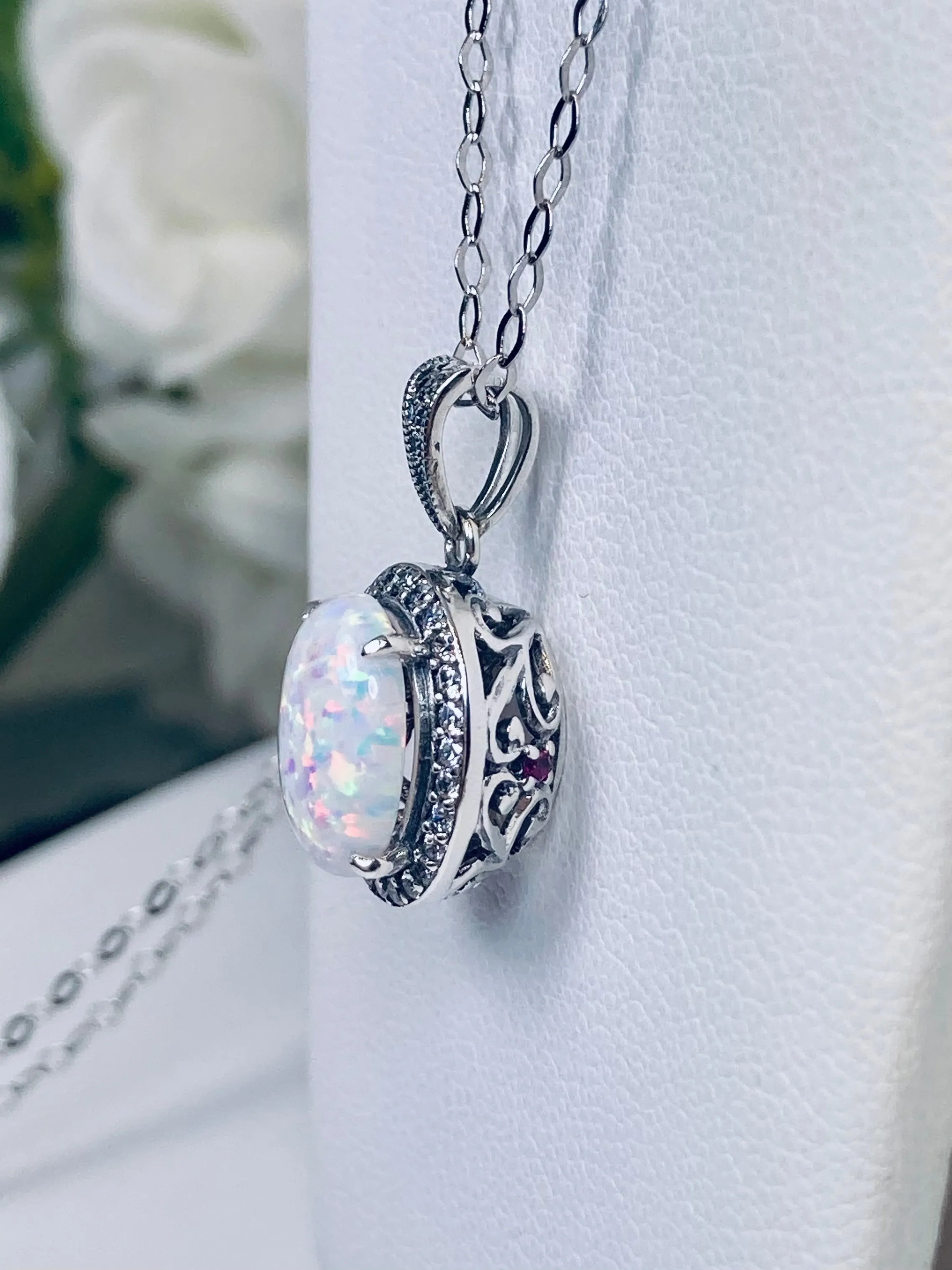 Opal Halo Pendant, Art Deco Jewelry, P228