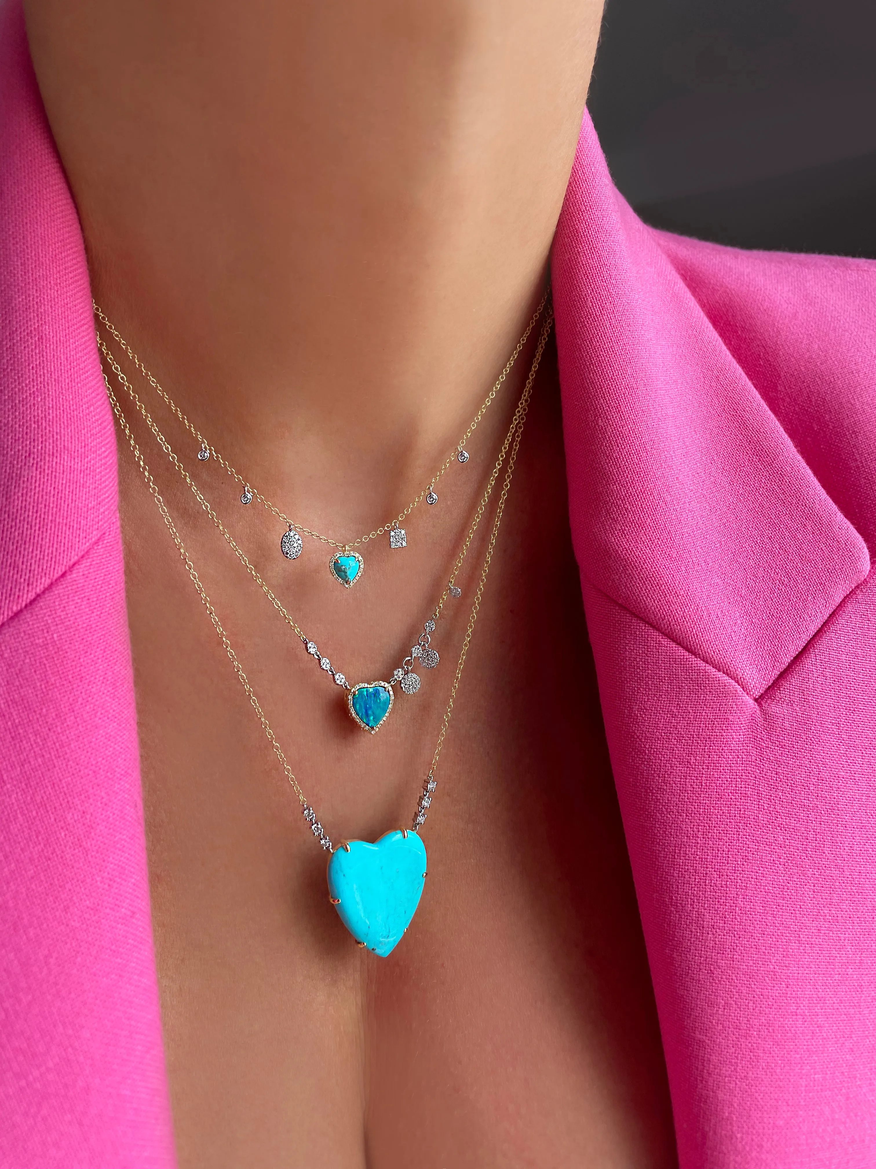 Opal Yellow Gold Heart Necklace