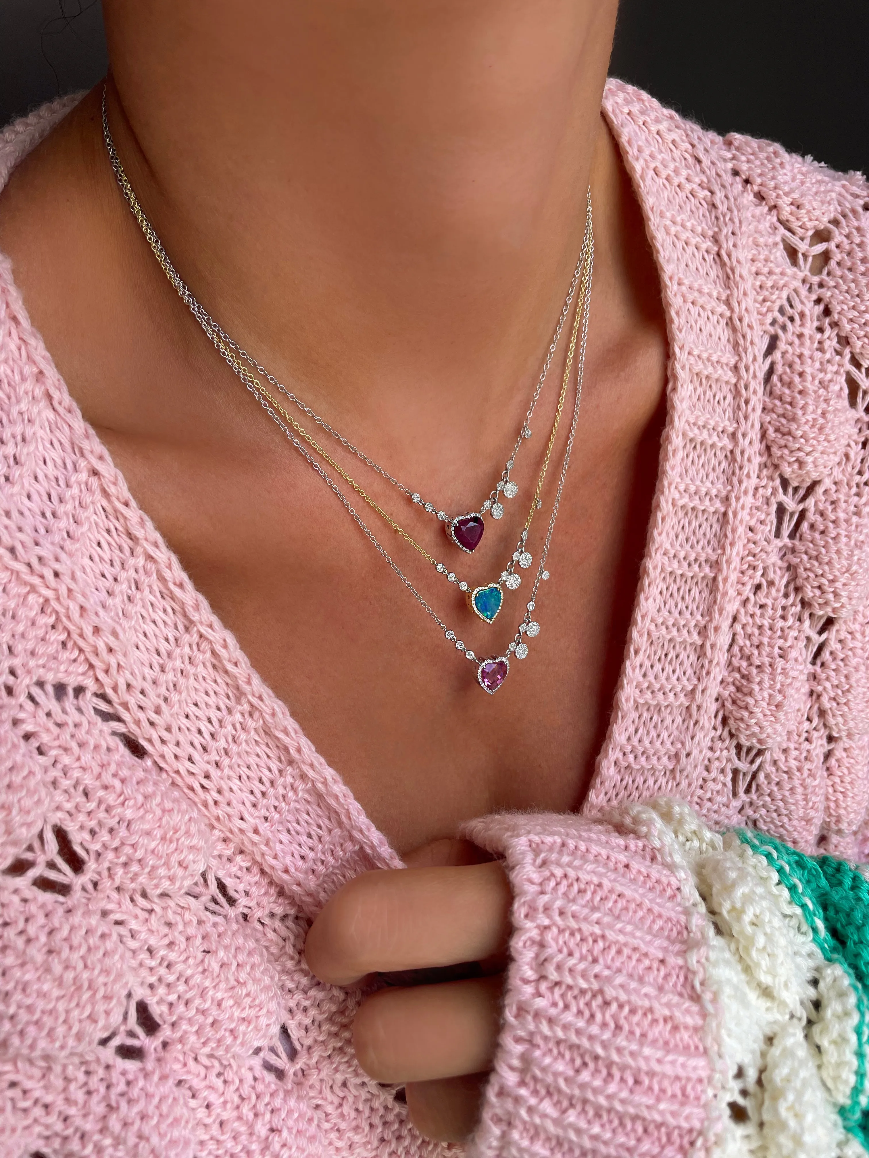 Opal Yellow Gold Heart Necklace
