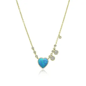 Opal Yellow Gold Heart Necklace