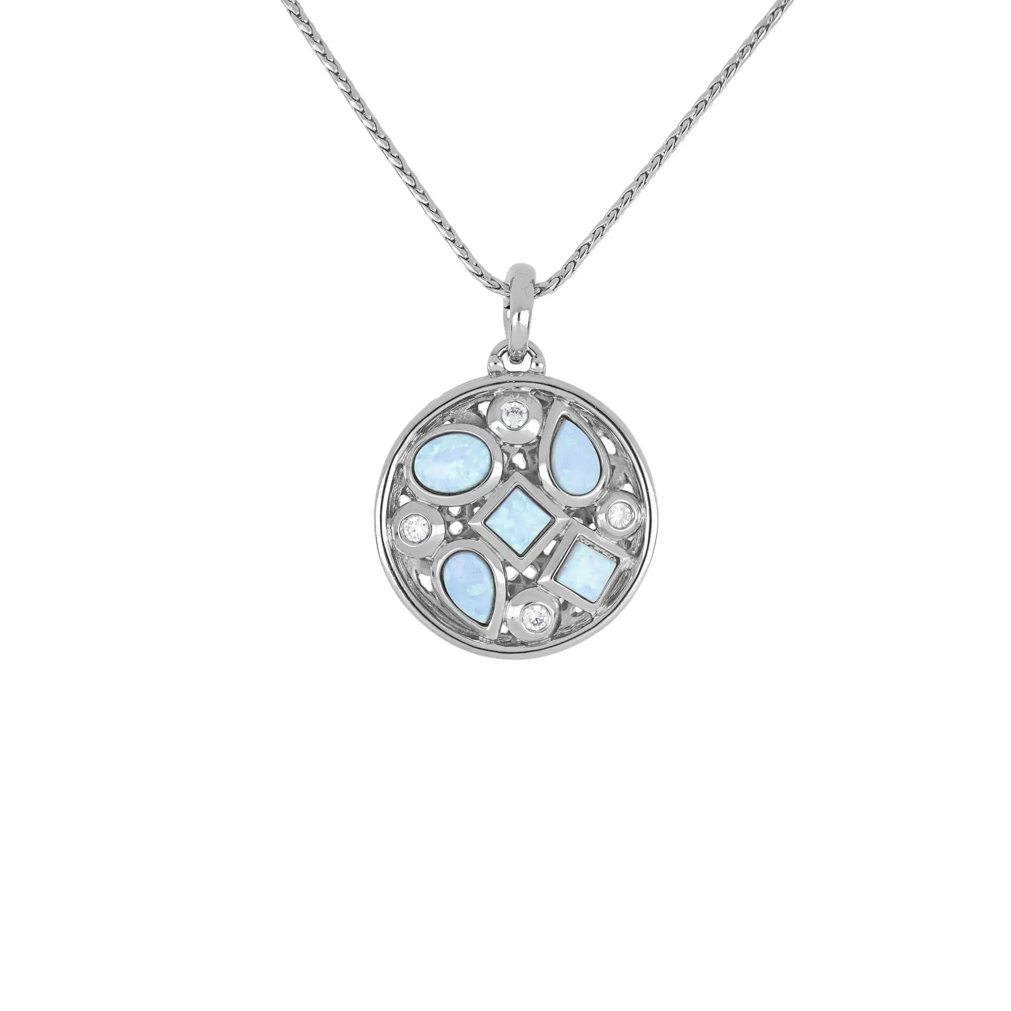 Opalas do Mar Collection - 5 Blue Opal Necklace with CZ