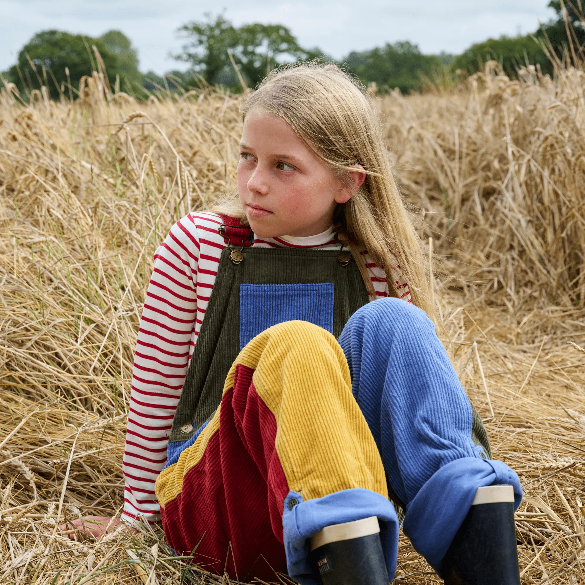 Patchwork Chunky Cord Dungarees - Muted