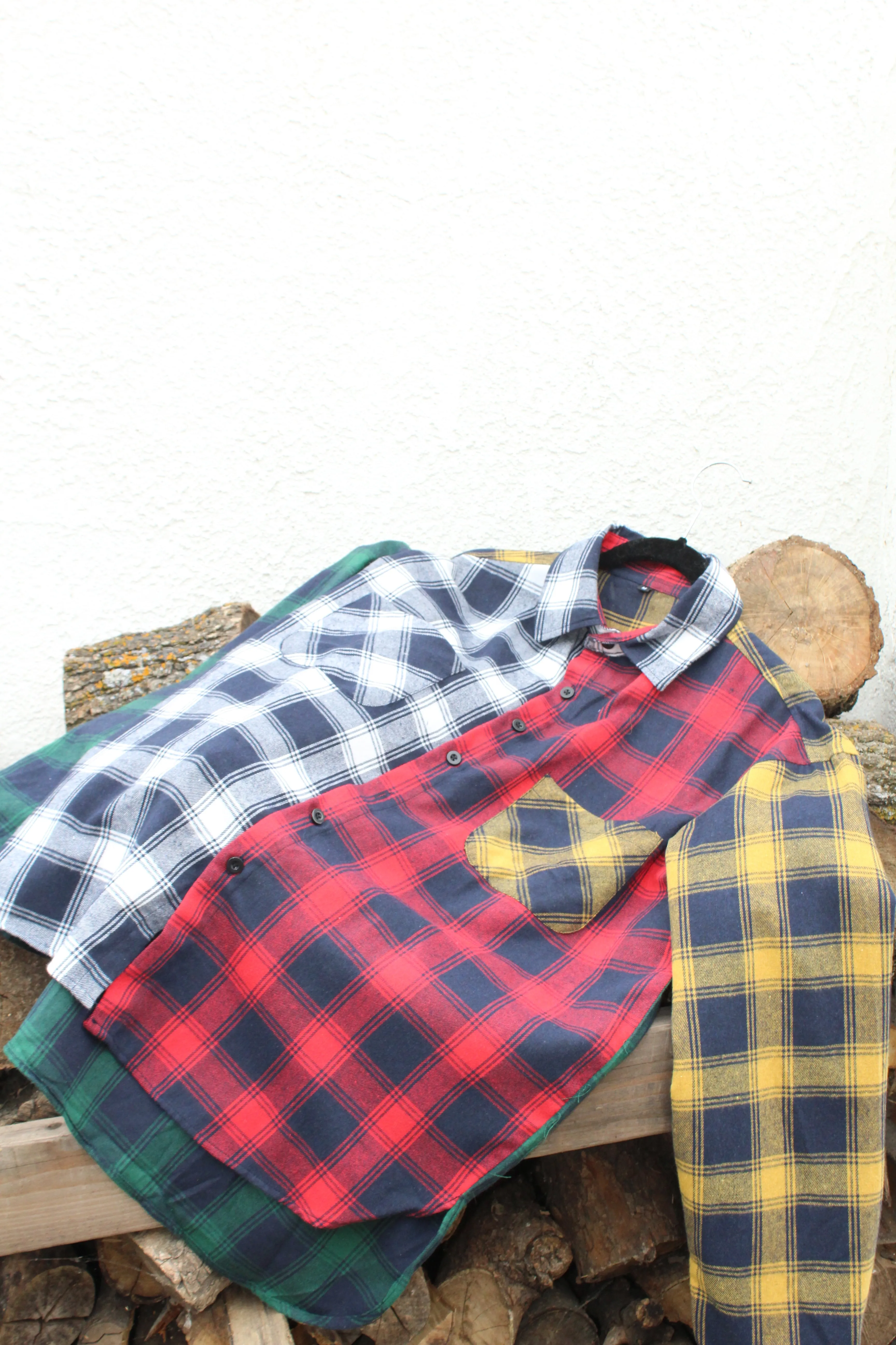 Patchwork Unisex Plaid Shirt 2