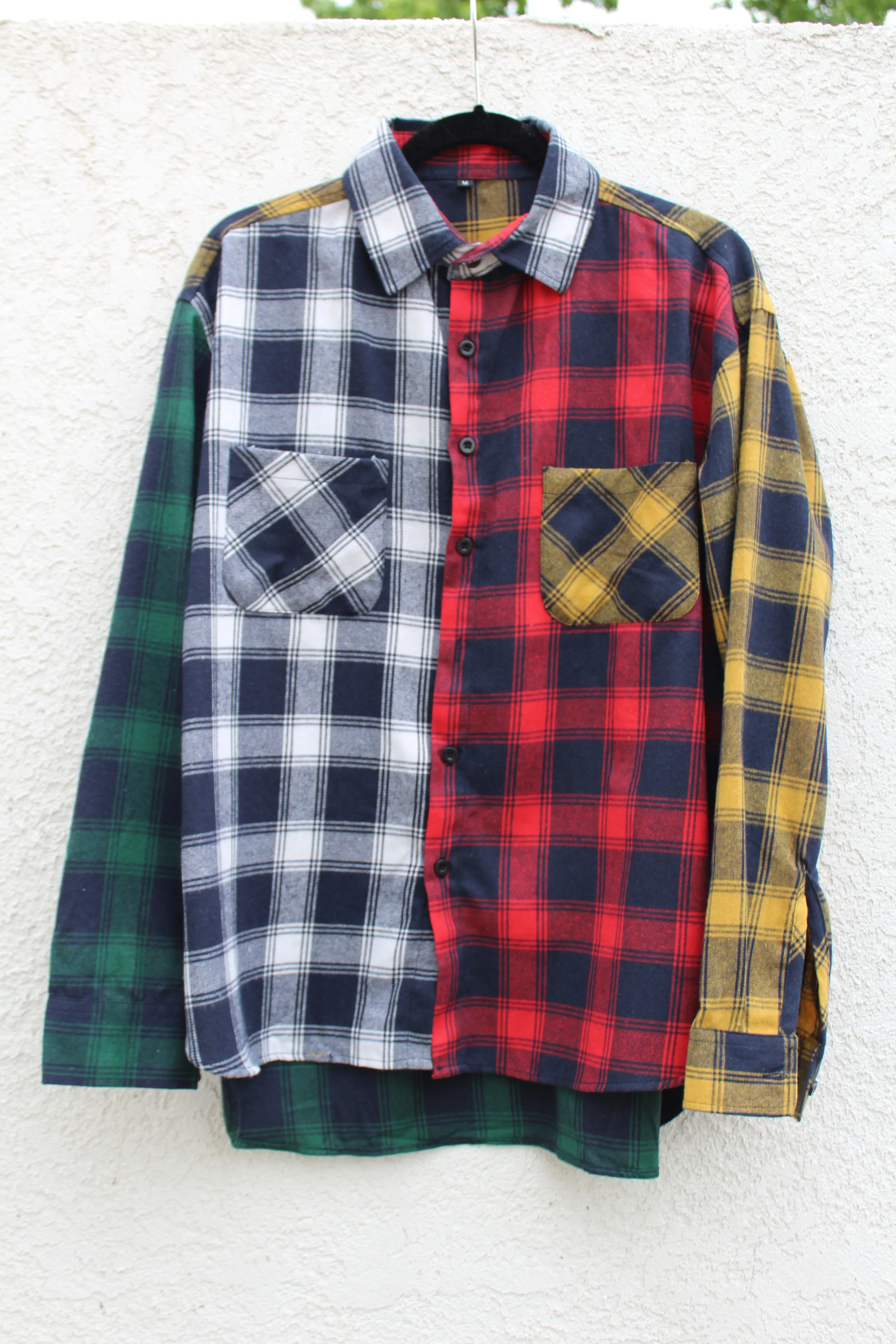 Patchwork Unisex Plaid Shirt 2