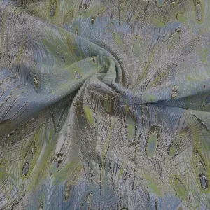 Peacock Brocade Fabric Lime 150cm