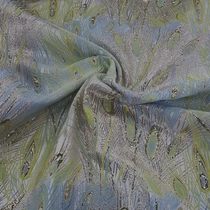 Peacock Brocade Fabric Lime 150cm