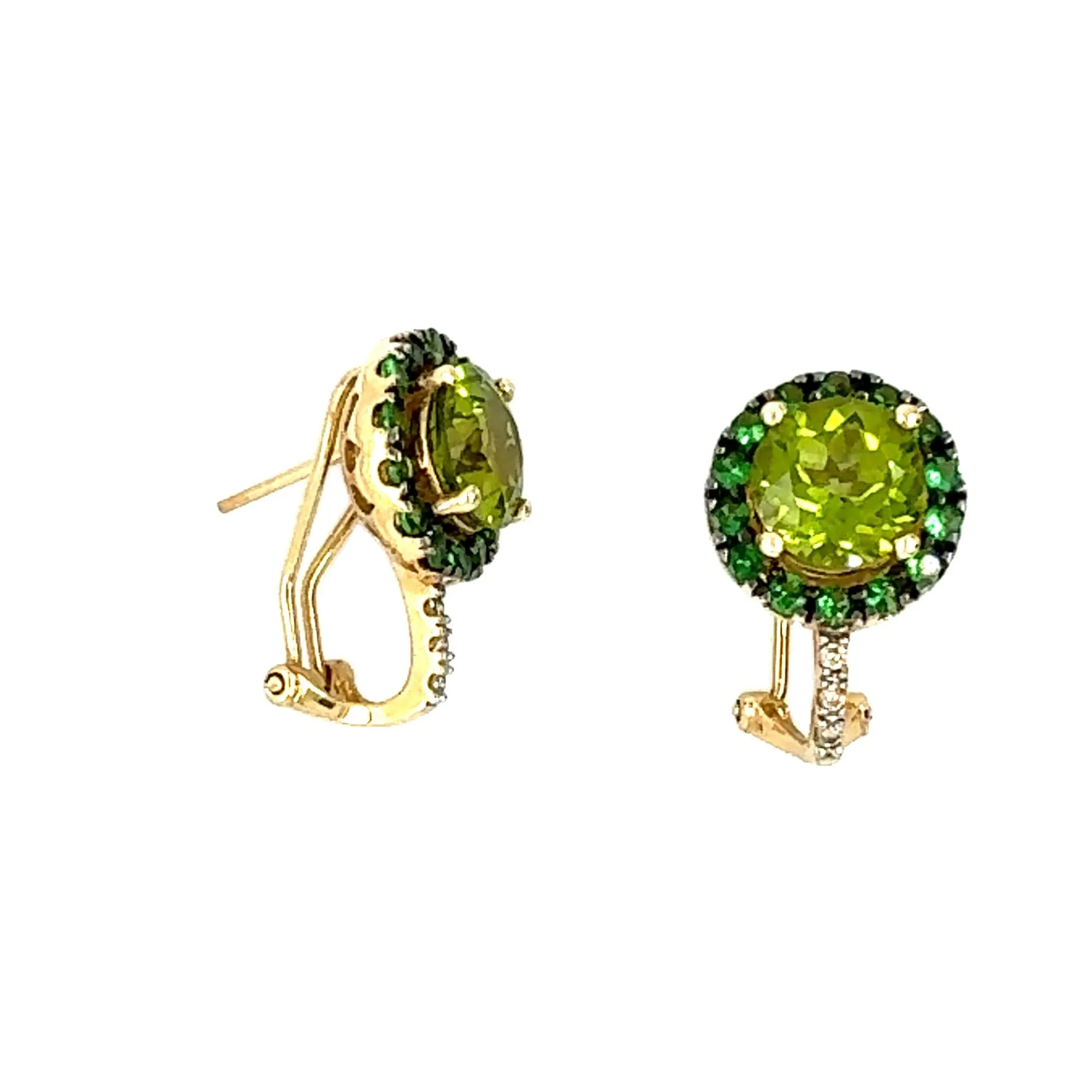 Peridot, Tsavorite Garnet and Diamond Earrings