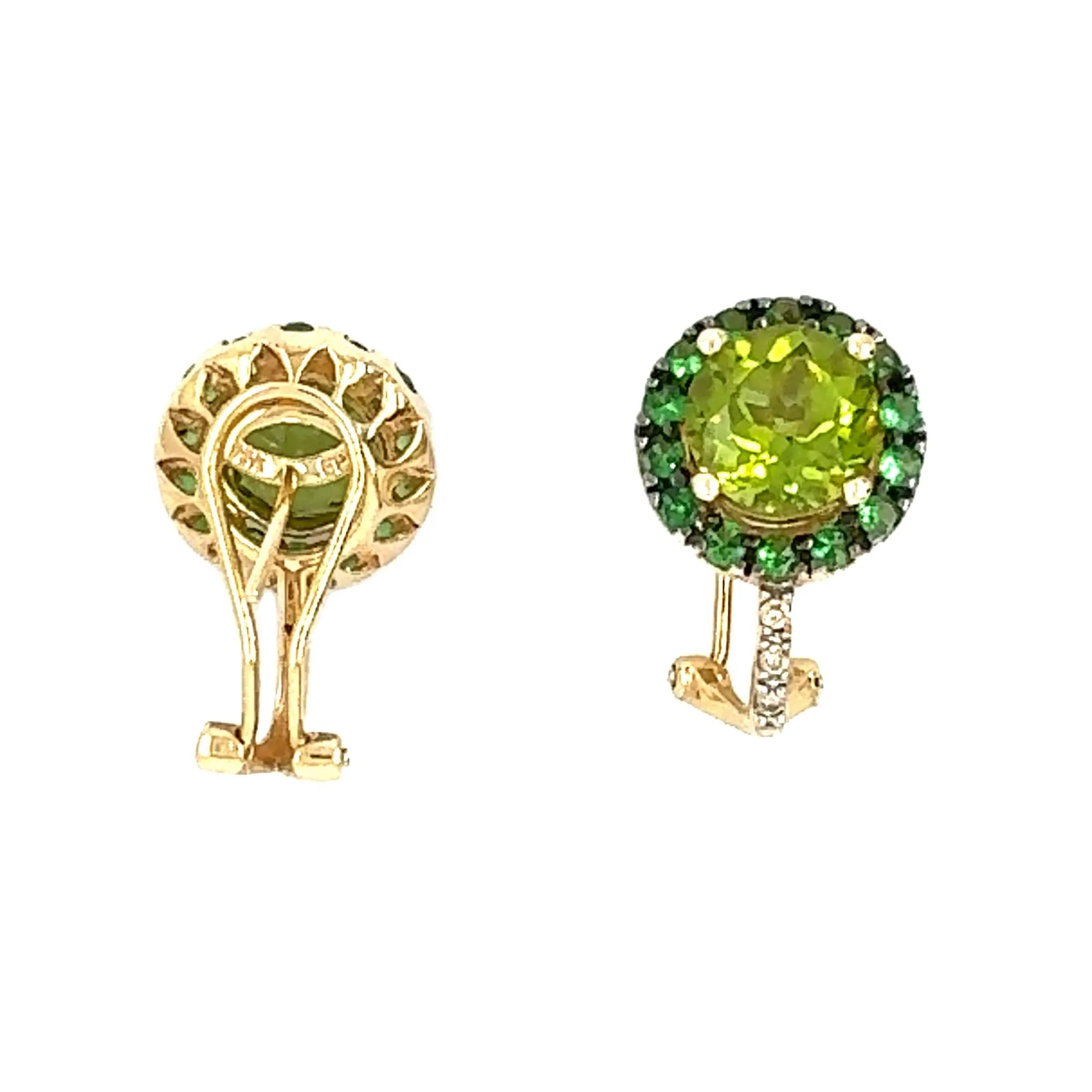 Peridot, Tsavorite Garnet and Diamond Earrings