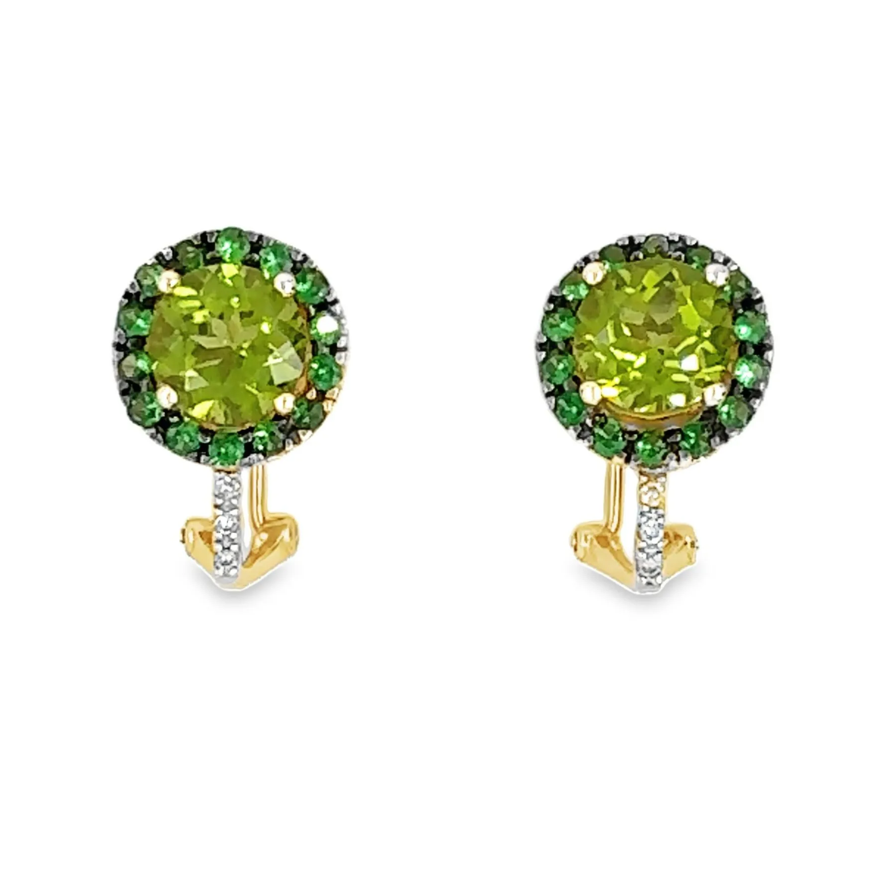 Peridot, Tsavorite Garnet and Diamond Earrings