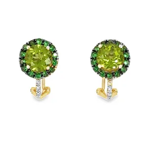Peridot, Tsavorite Garnet and Diamond Earrings