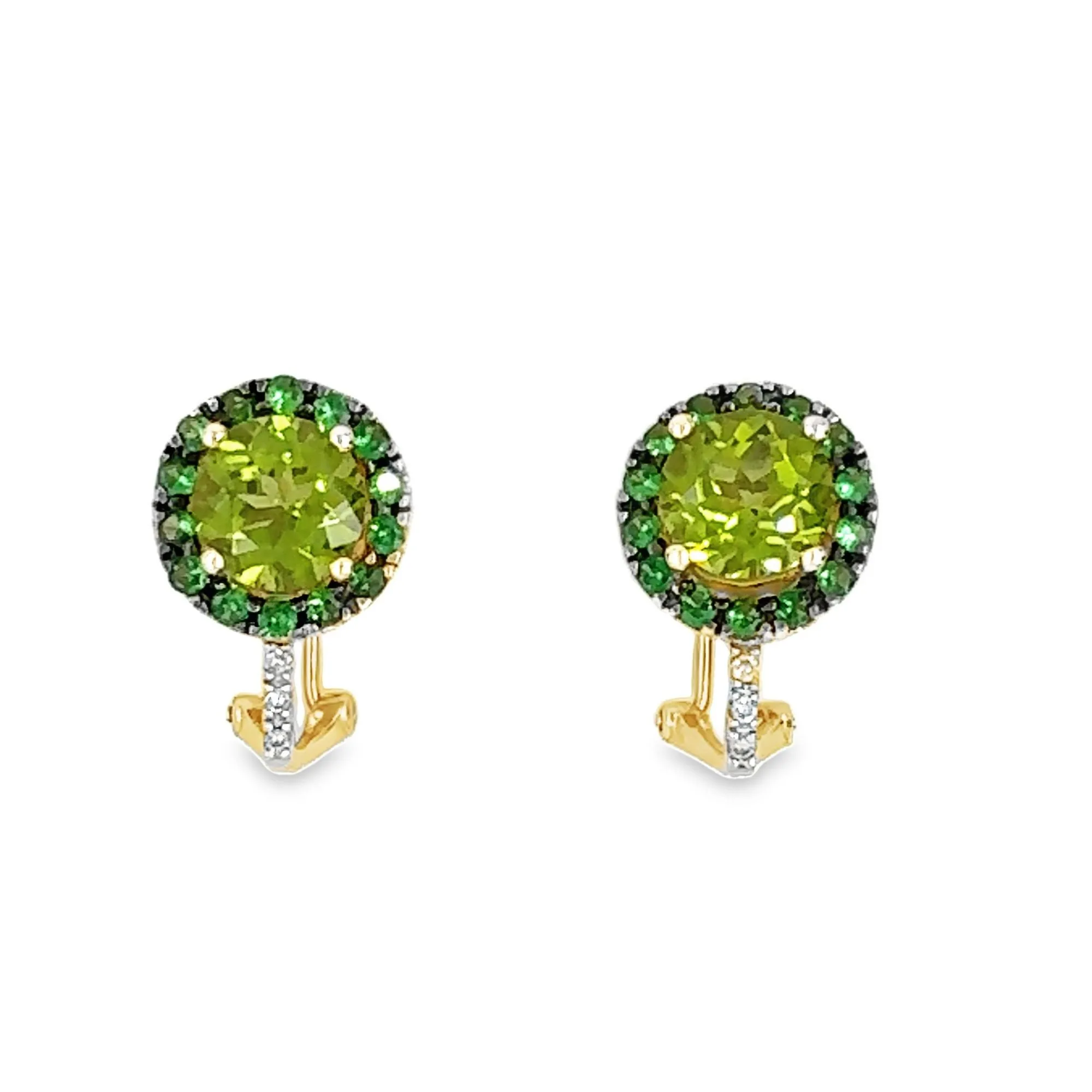 Peridot, Tsavorite Garnet and Diamond Earrings