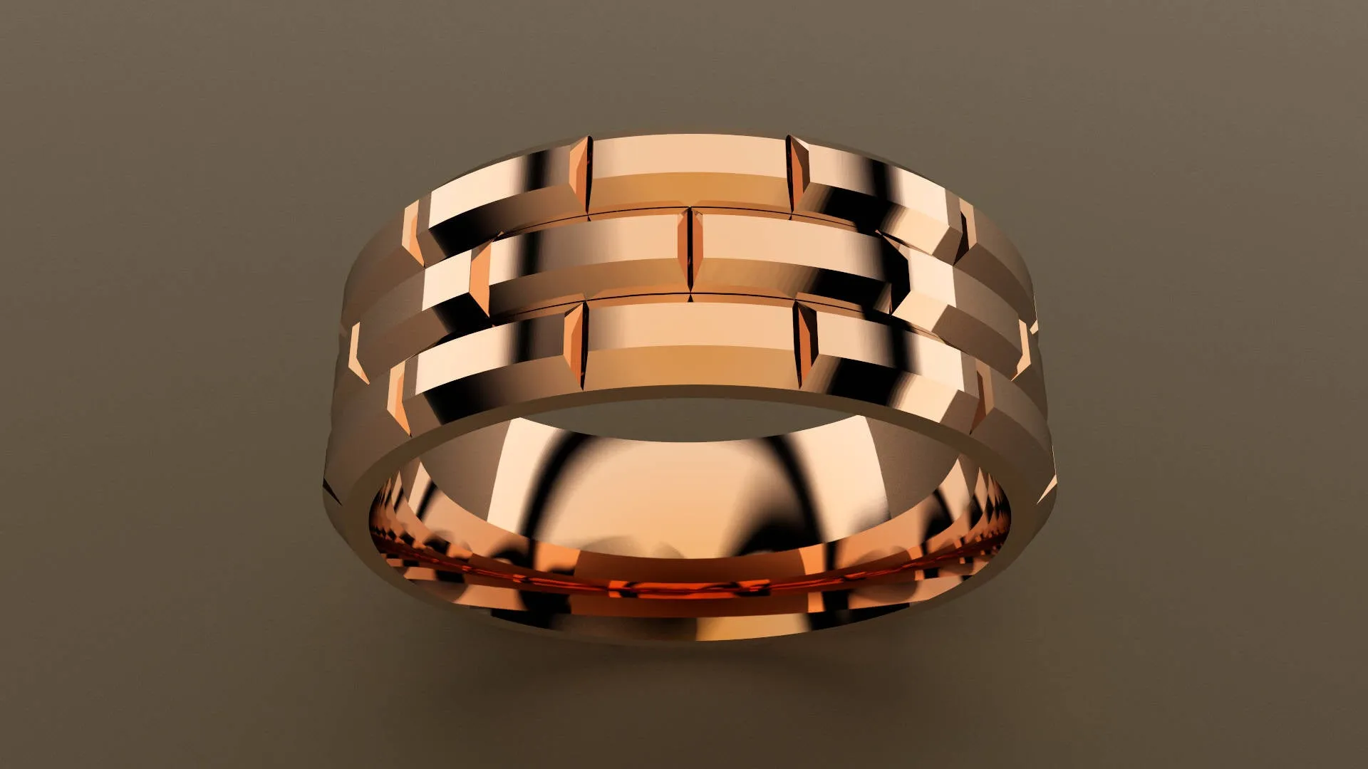 Polished Rose Gold 8mm Brick Wedding Band