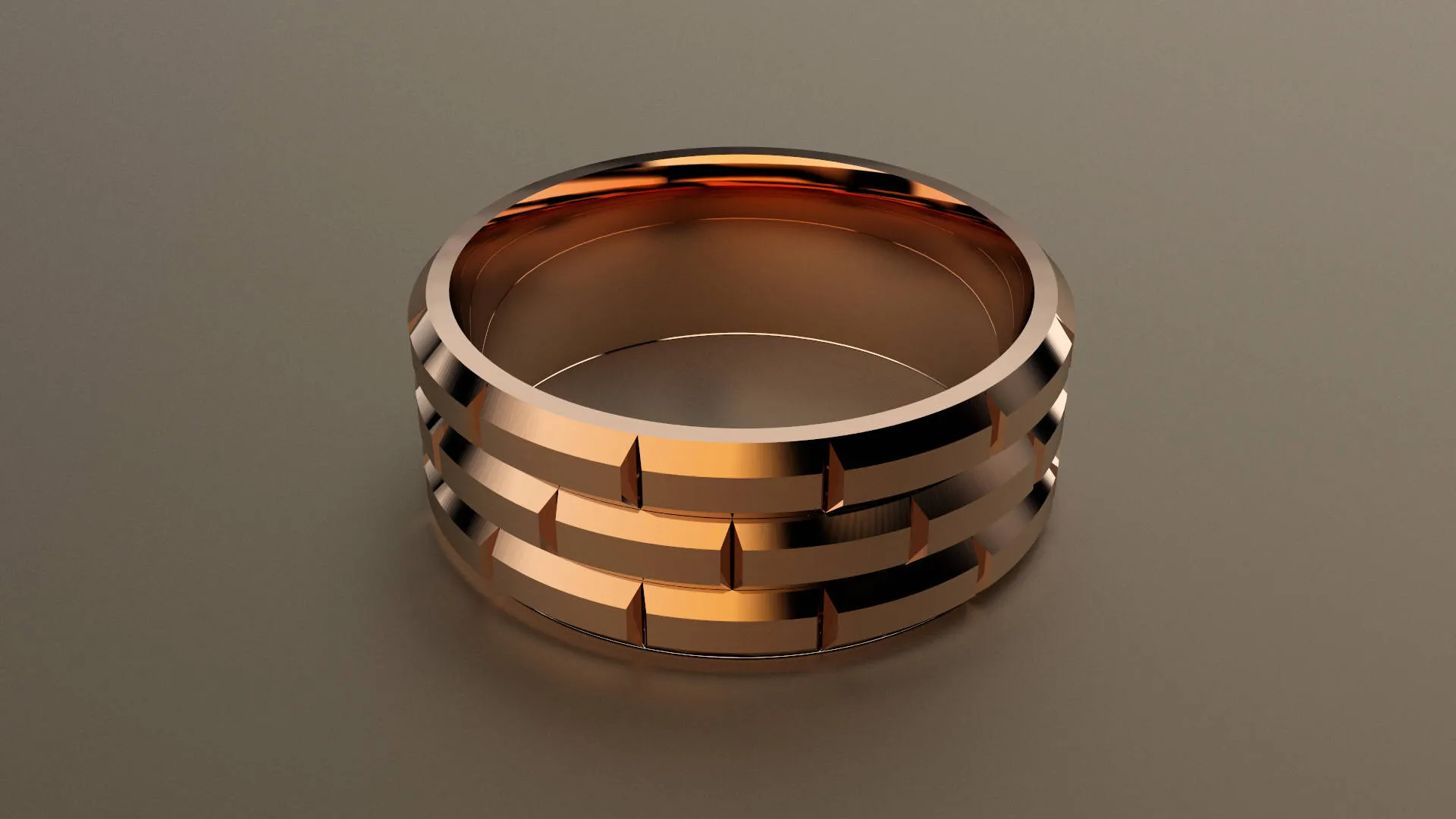 Polished Rose Gold 8mm Brick Wedding Band