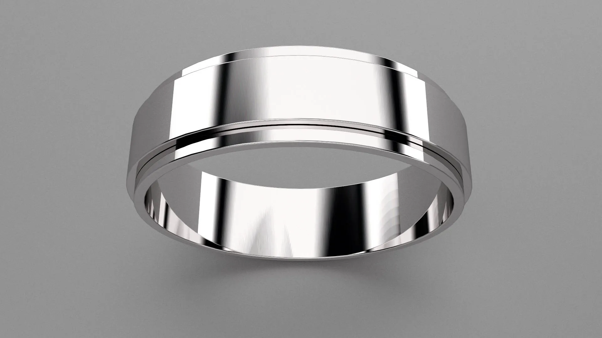 Polished Sterling Silver 6mm Step Edge Wedding Band