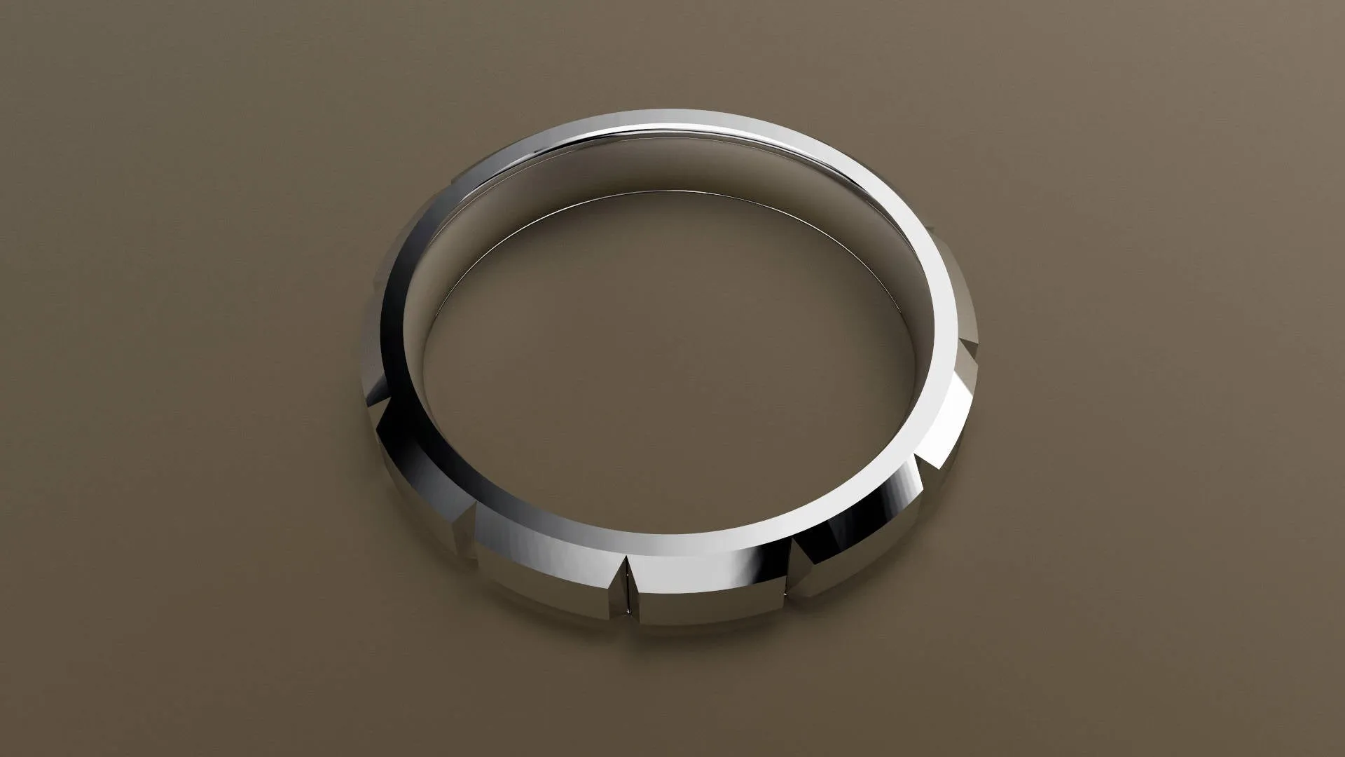 Polished White Gold 4mm Beveled Edge Segmented Wedding Band