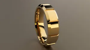 Polished Yellow Gold 6mm Beveled Edge Segmented Wedding Band