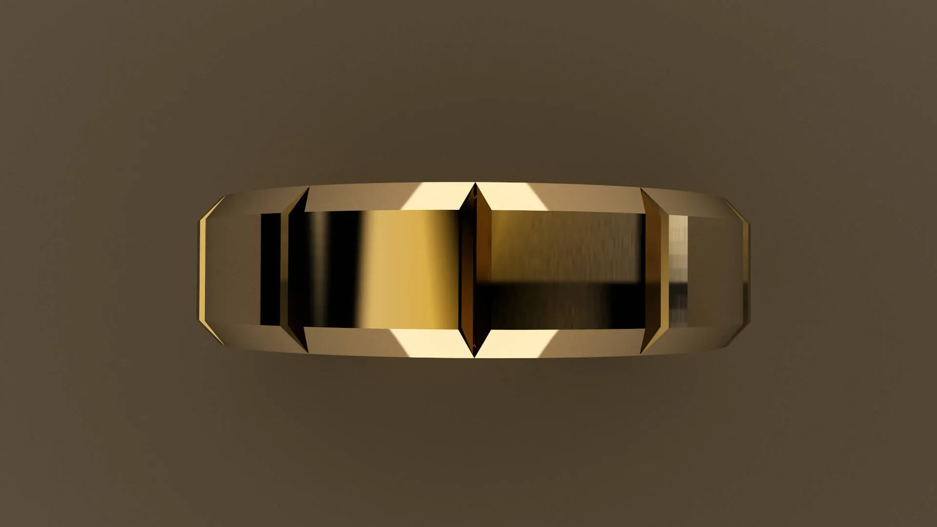 Polished Yellow Gold 6mm Beveled Edge Segmented Wedding Band