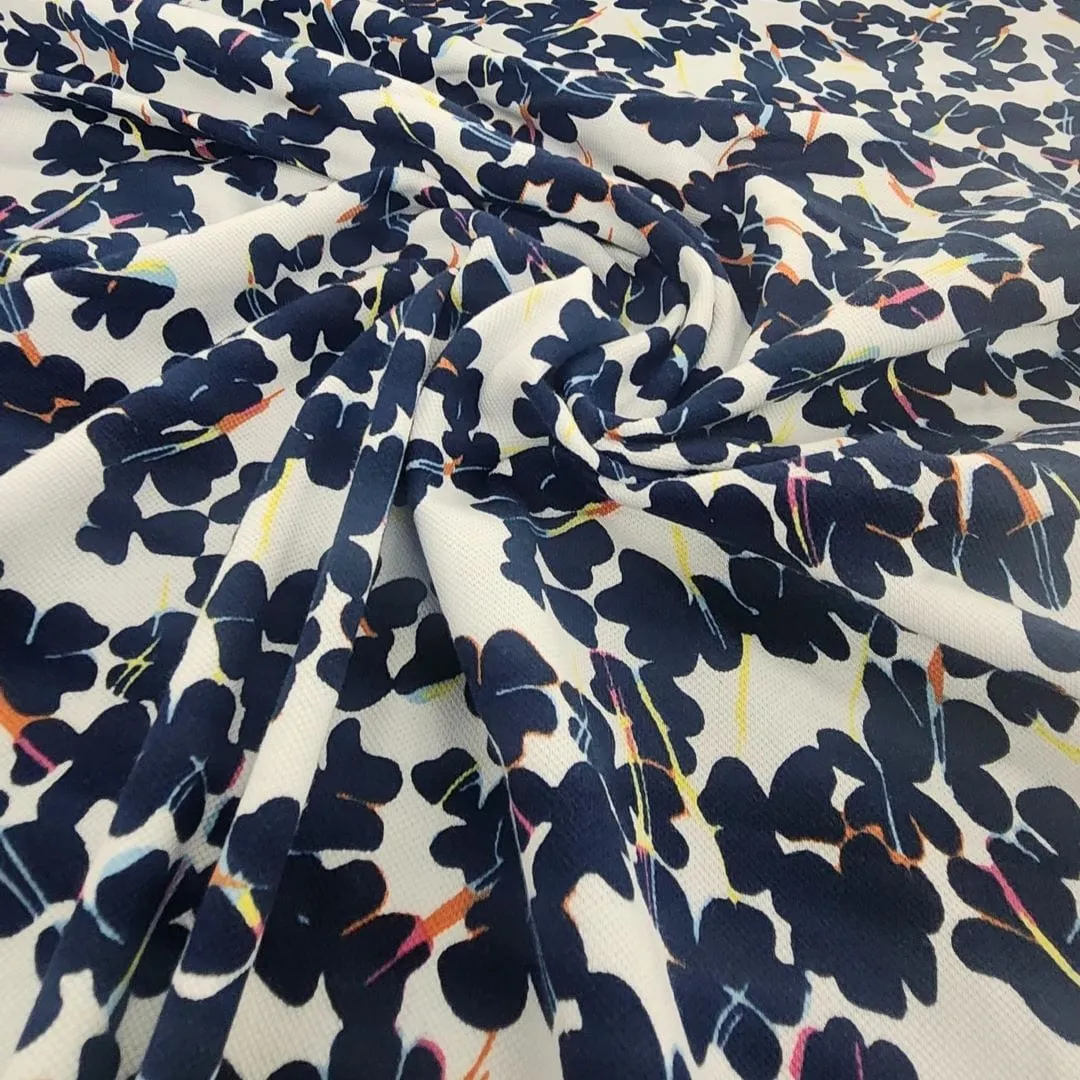 Printed Cotton Jersey Knit Fabric 150 cm Blue Floral
