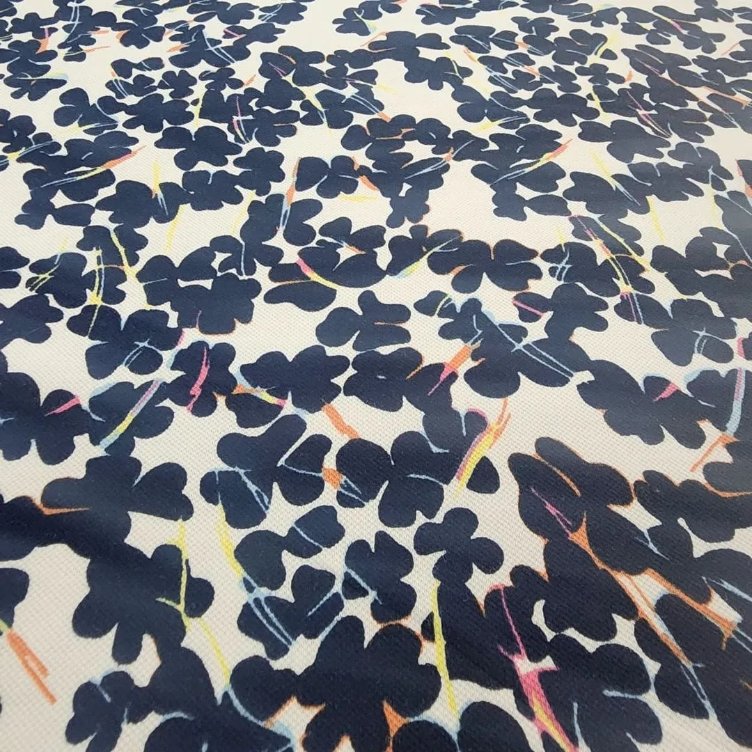 Printed Cotton Jersey Knit Fabric 150 cm Blue Floral