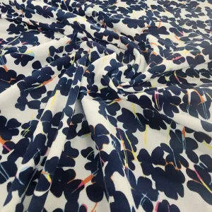 Printed Cotton Jersey Knit Fabric 150 cm Blue Floral