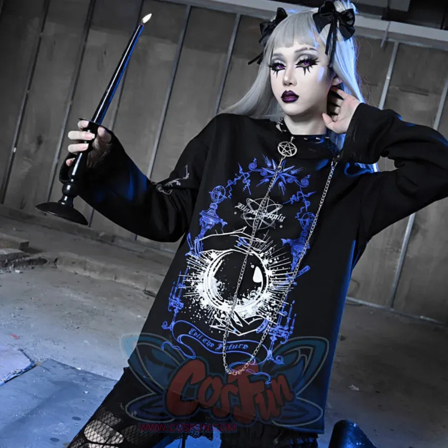 Printed Crystal Ball Diamond Embedded Oversize Woolen Long-sleeved Hoodie