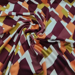 Printed Dty Brushed Fabric 150cm Maroon/Gold