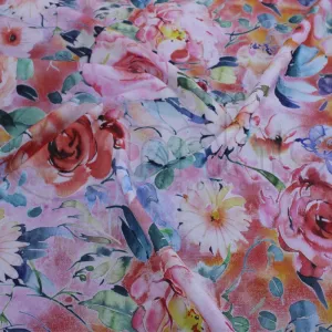 Printed  Floral Scuba Fabric Peach 150 cm