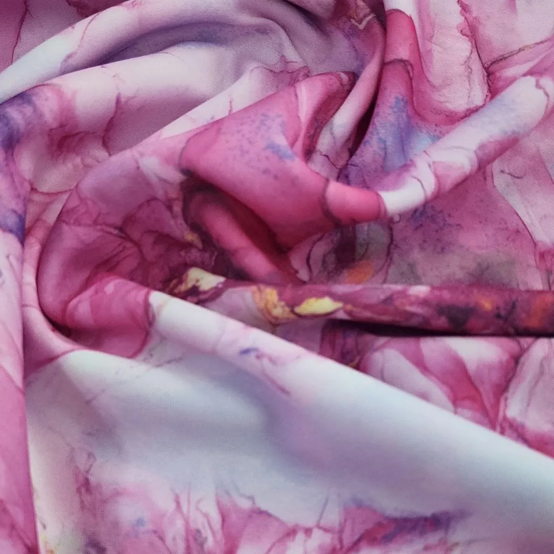 Printed Floral Scuba Fabric Pink 150 cm