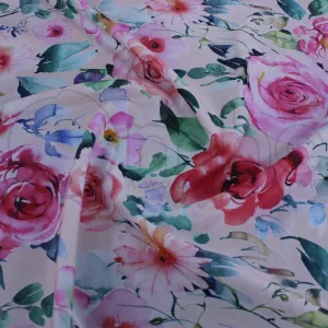 Printed Floral Scuba Fabric Pink 150 cm
