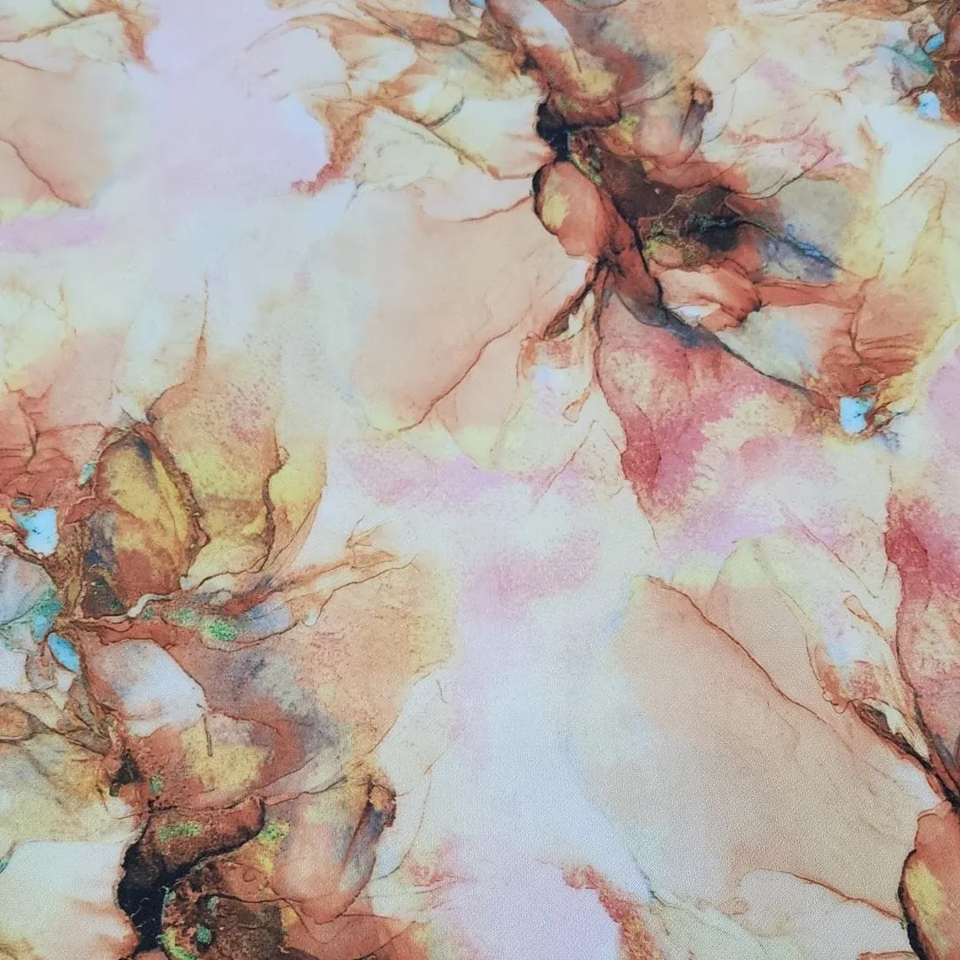 Printed Floral Scuba Fabric Rust 150 cm