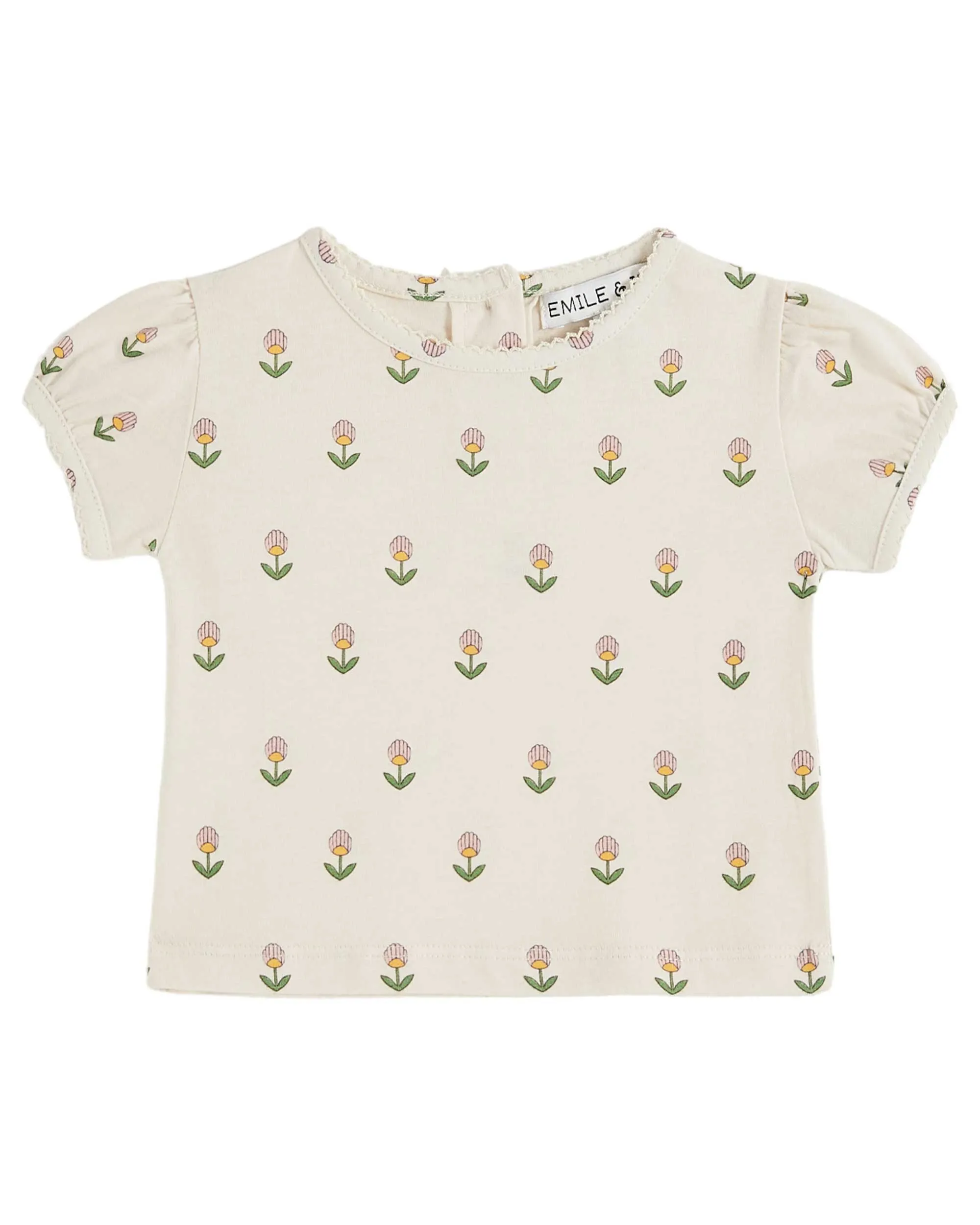 PRINTED PICOT EDGE TEE SHIRT - FLEURS DOUCE
