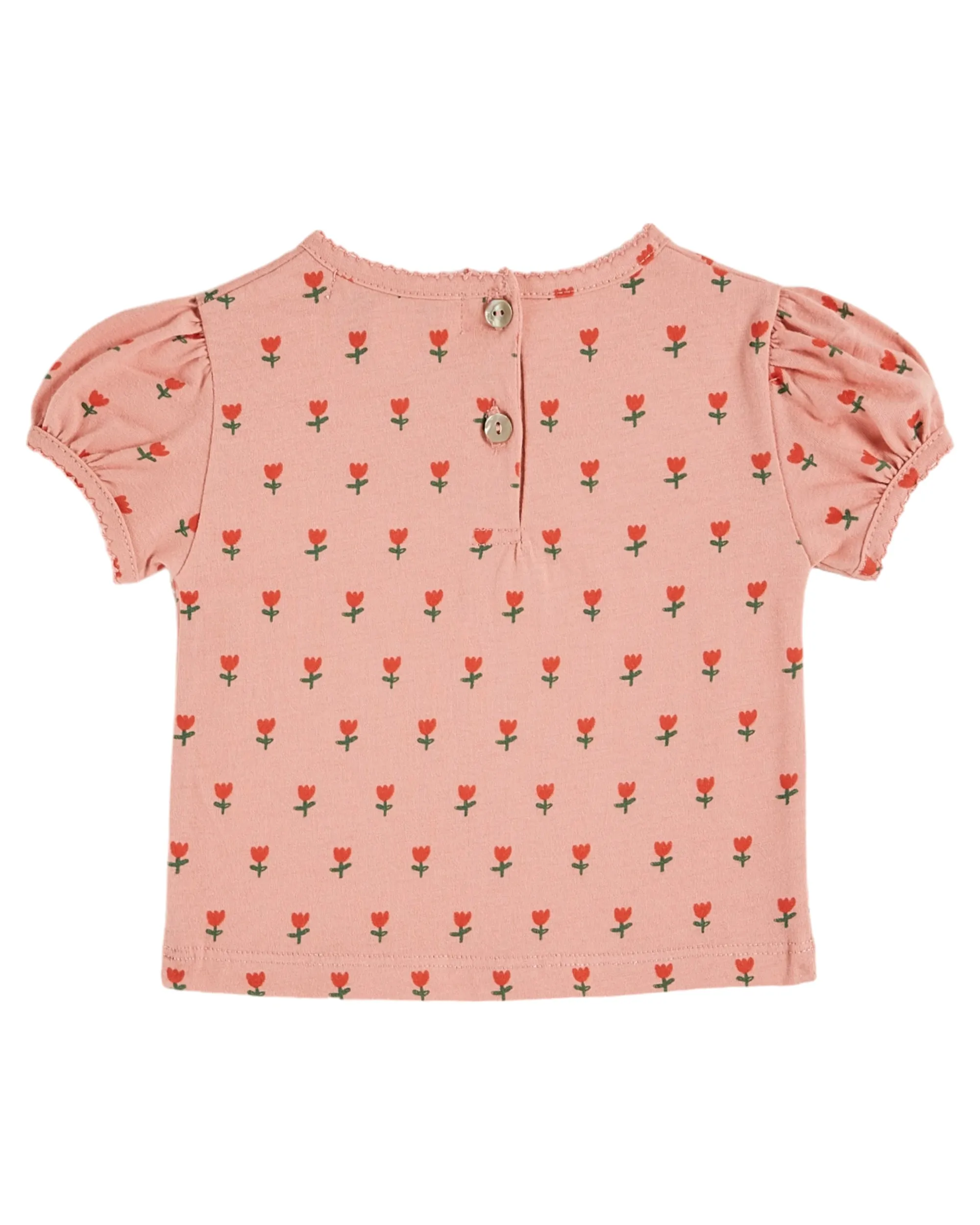 PRINTED PICOT EDGE TEE SHIRT - PETITE TULIPE BLOS