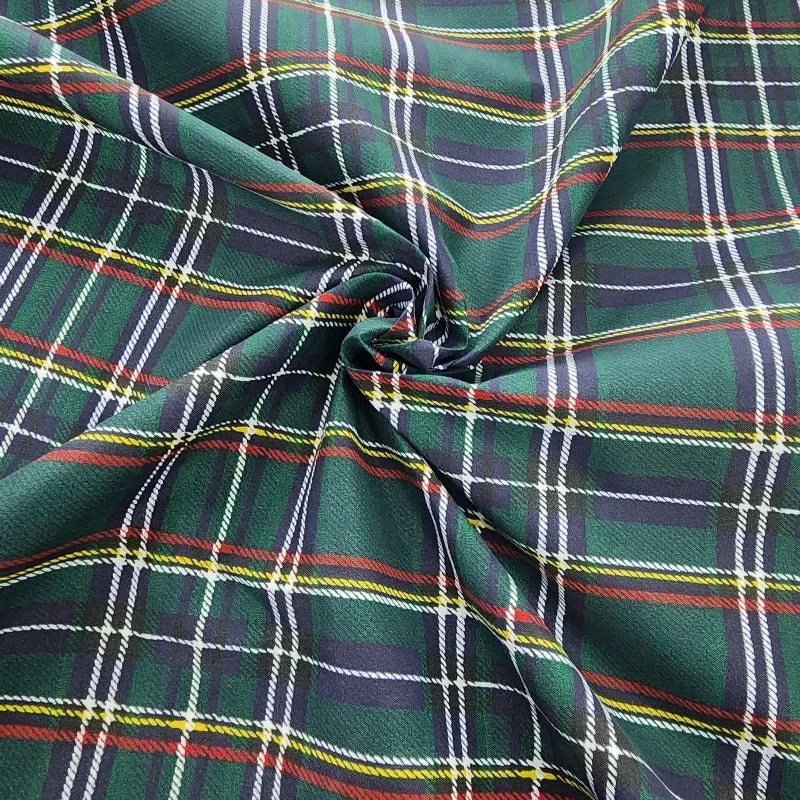 Printed Poly Cotton Check Fabric 112cm