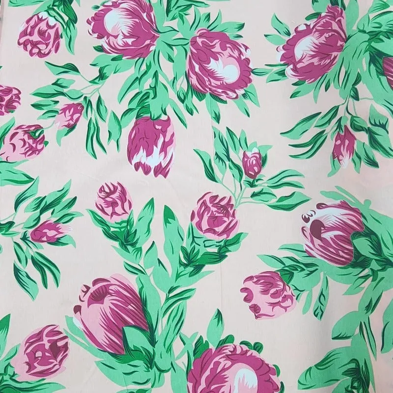 Printed Poly Cotton Protea Fabric 112cm