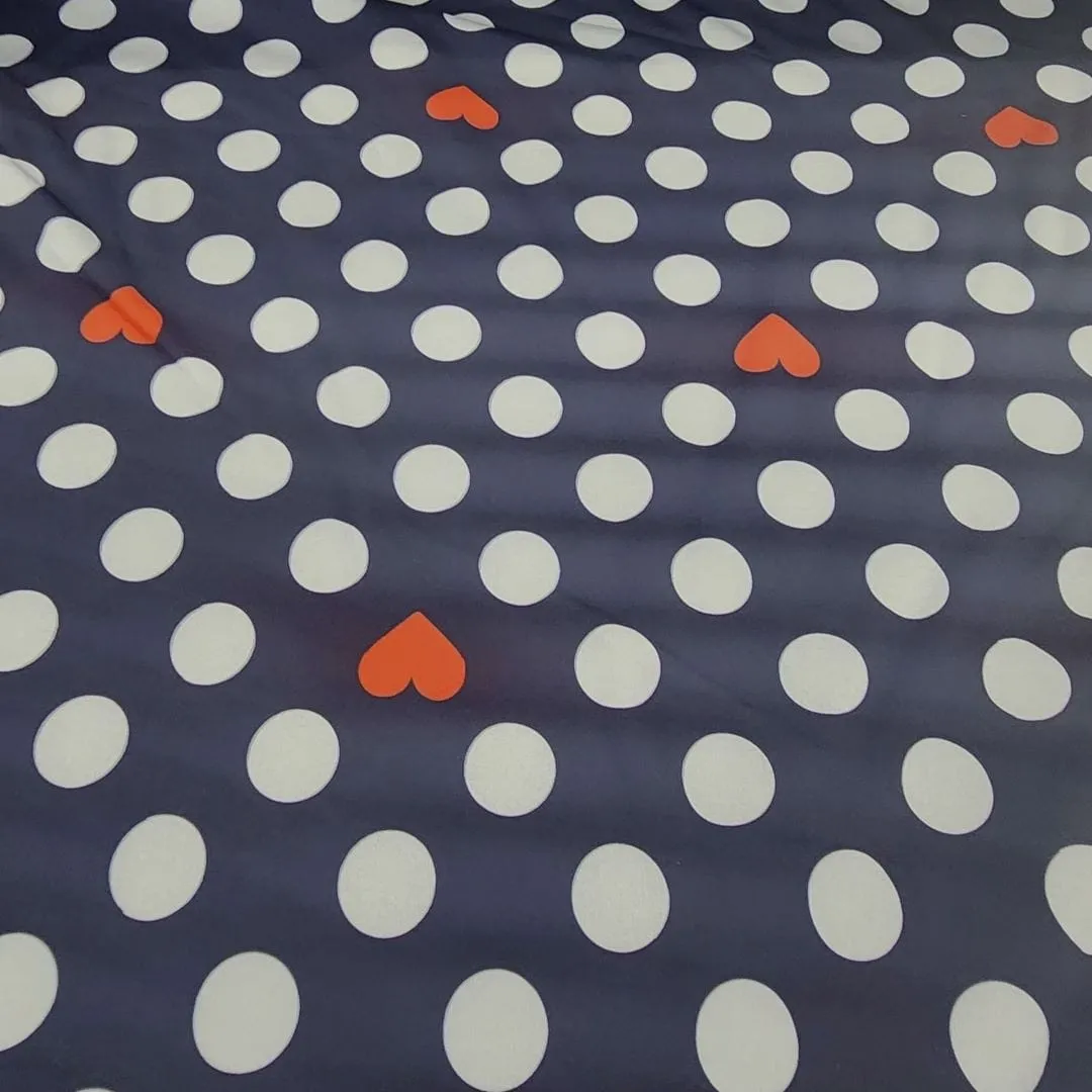 Printed Softshell Fabric 150cm Navy Hearts
