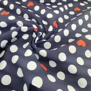 Printed Softshell Fabric 150cm Navy Hearts