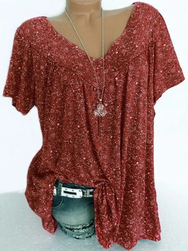 Printed V-Neck Tee