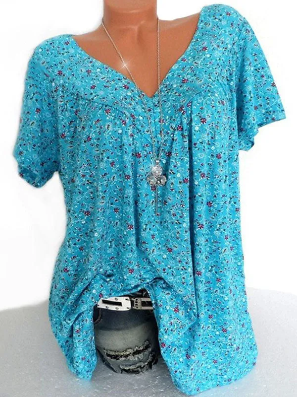 Printed V-Neck Tee
