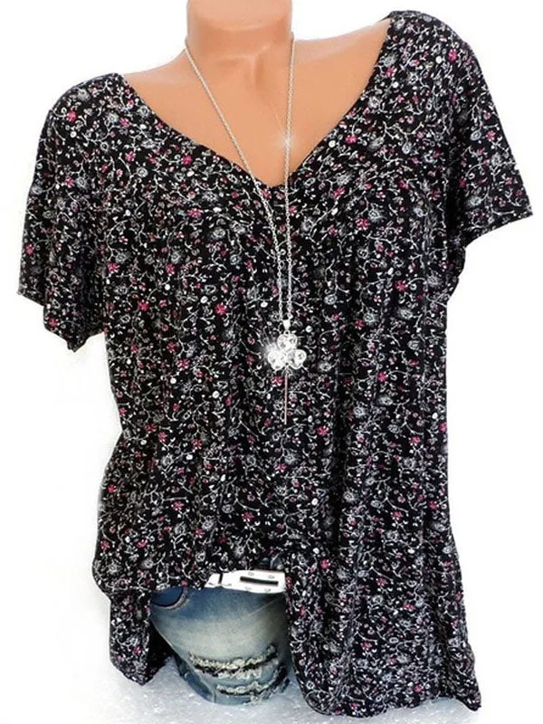 Printed V-Neck Tee