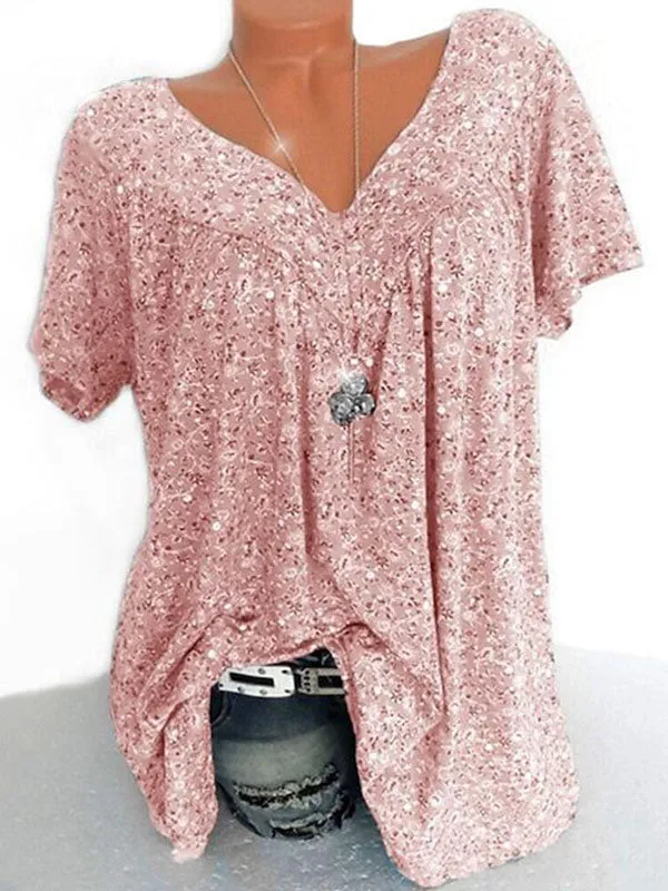 Printed V-Neck Tee