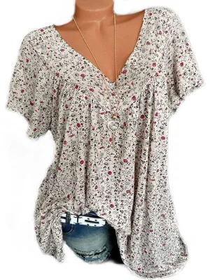 Printed V-Neck Tee