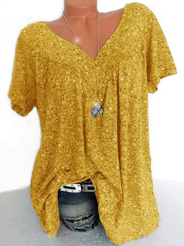 Printed V-Neck Tee